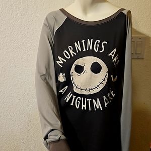 Black and Gray Disney Nightmare Before Christmas pajama top size XXL